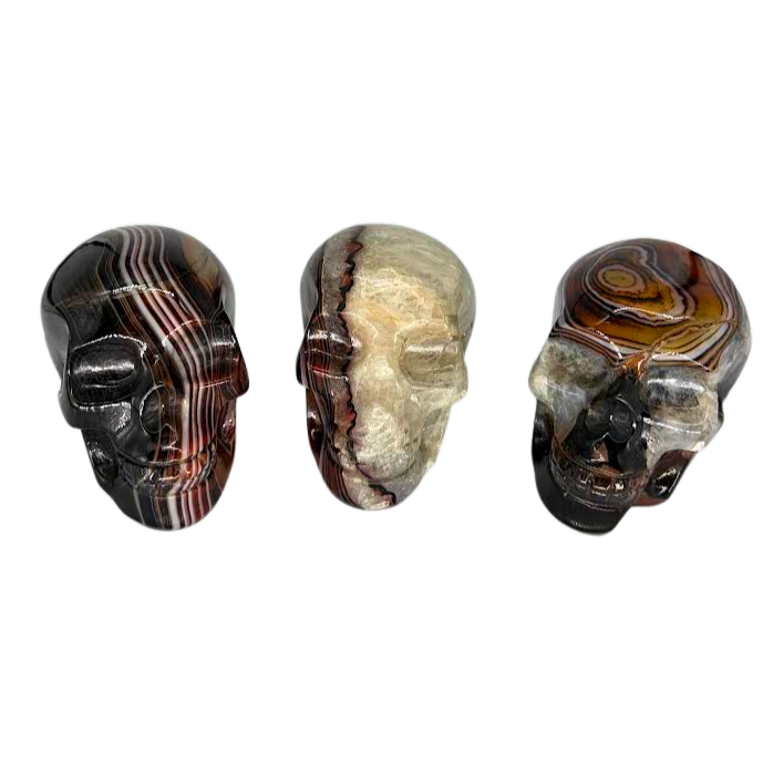 Carved Banded Agate Skull