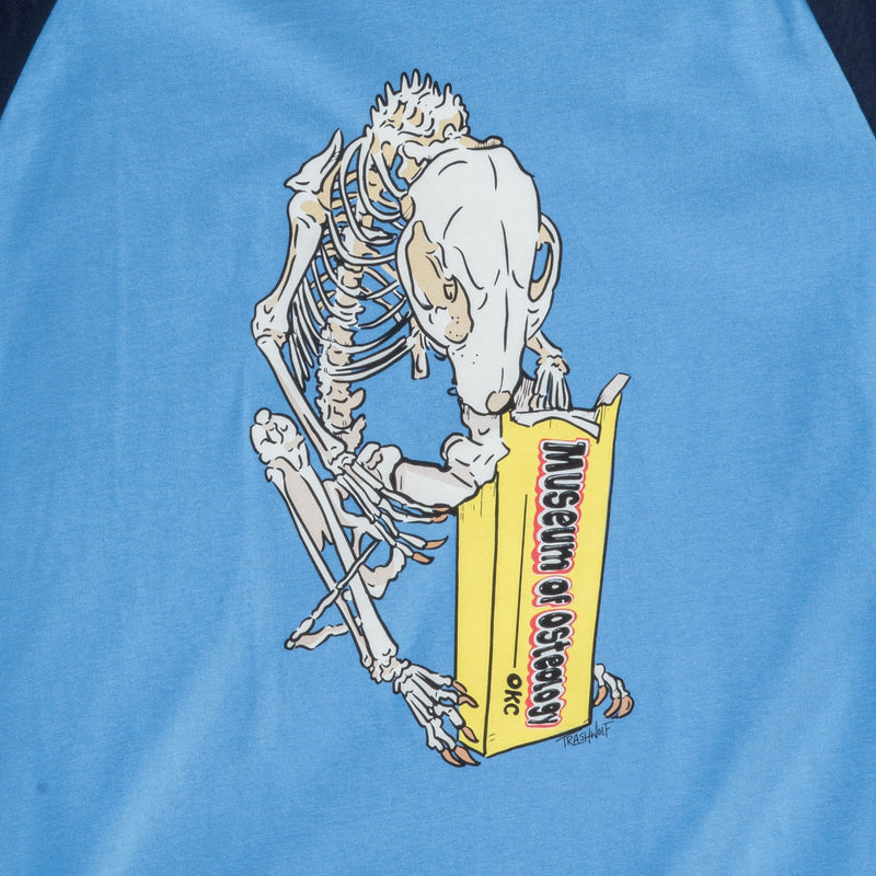 SKELETONS : Museum of Osteology Raccoon with Candy Baseball T-Shirt