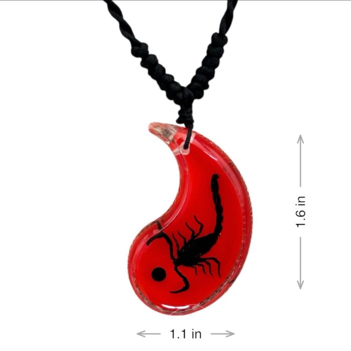 Real Scorpion in Yin-Yang Acrylic Necklace