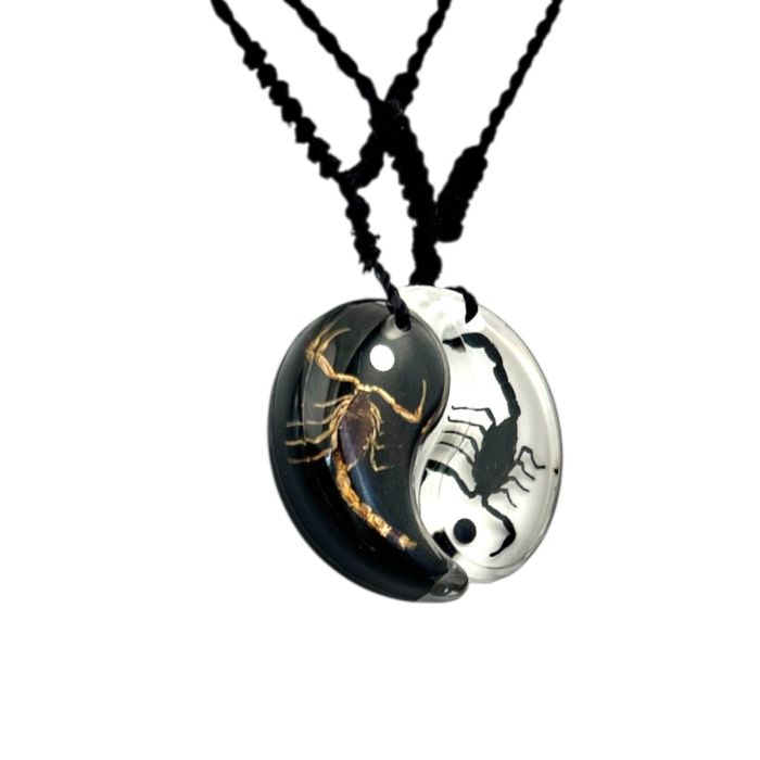 Real Scorpion in Yin-Yang Acrylic Necklace