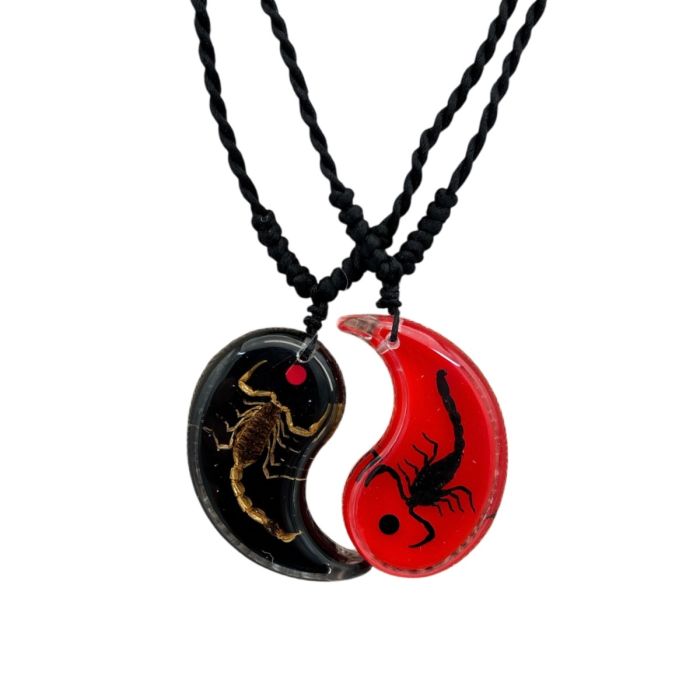 Real Scorpion in Yin-Yang Acrylic Necklace