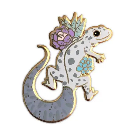 Grey Spotted Gecko Enamel Pin