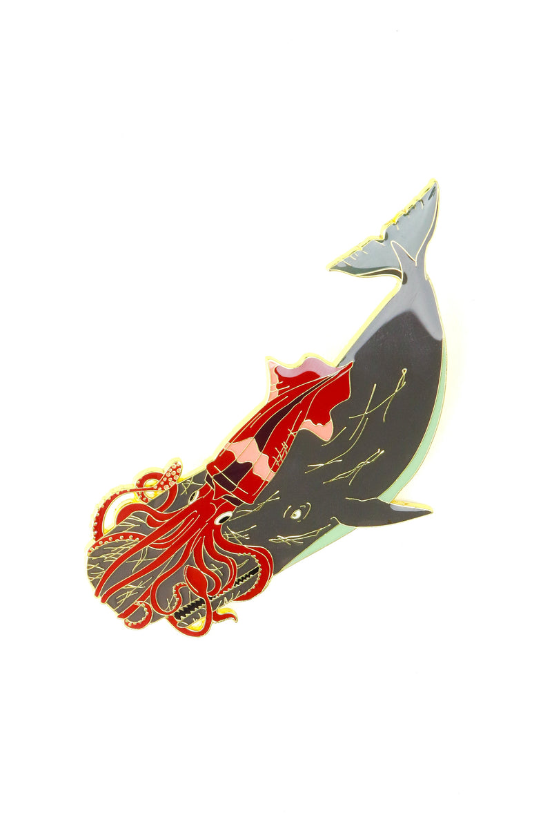 Giant Squid vs. Sperm Whale Enamel Pin (Architeuthis dux vs. Physeter macrocephalus)