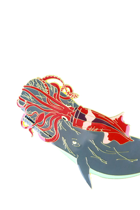 Giant Squid vs. Sperm Whale Enamel Pin (Architeuthis dux vs. Physeter macrocephalus)