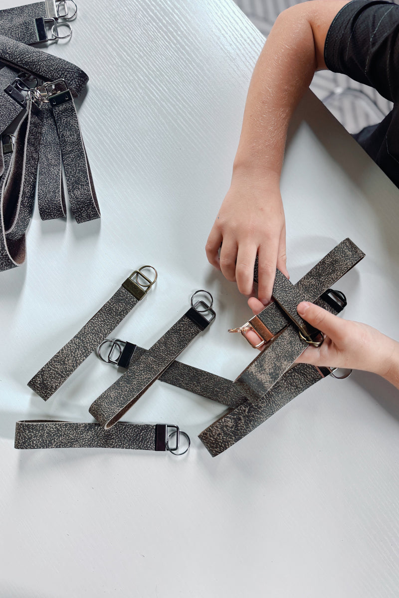 African Cape Buffalo Leather Keychain Strap 6"