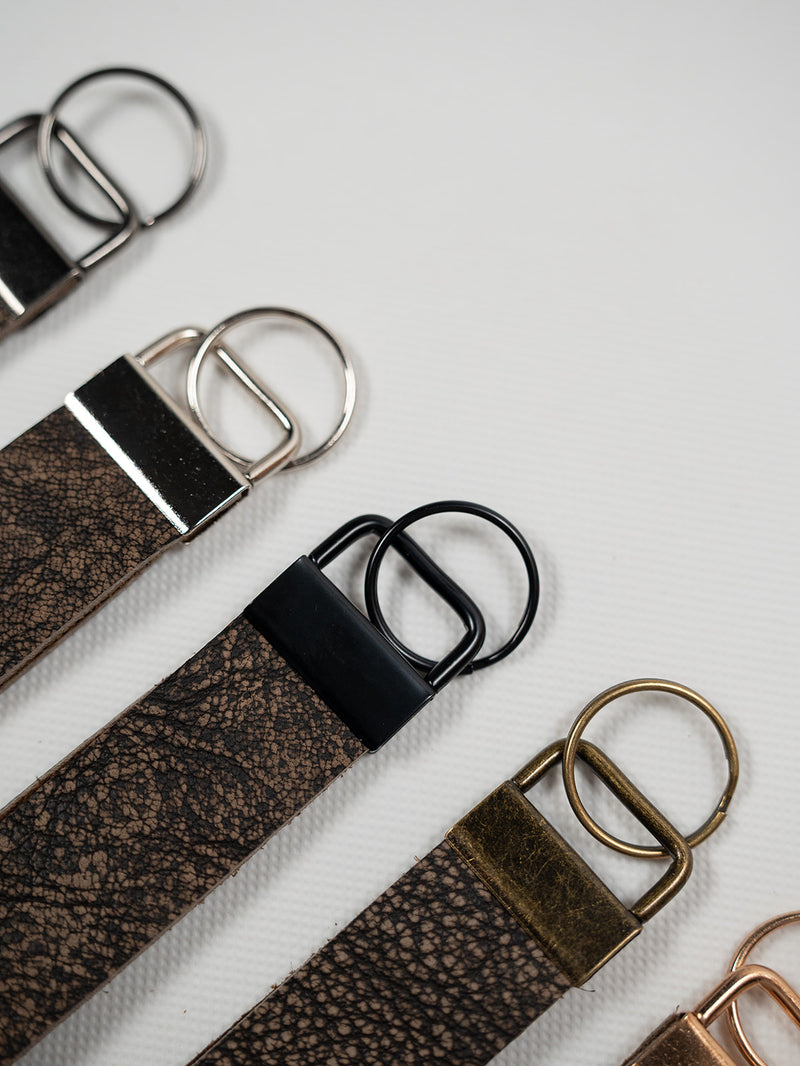 African Cape Buffalo Leather Keychain Strap 6"