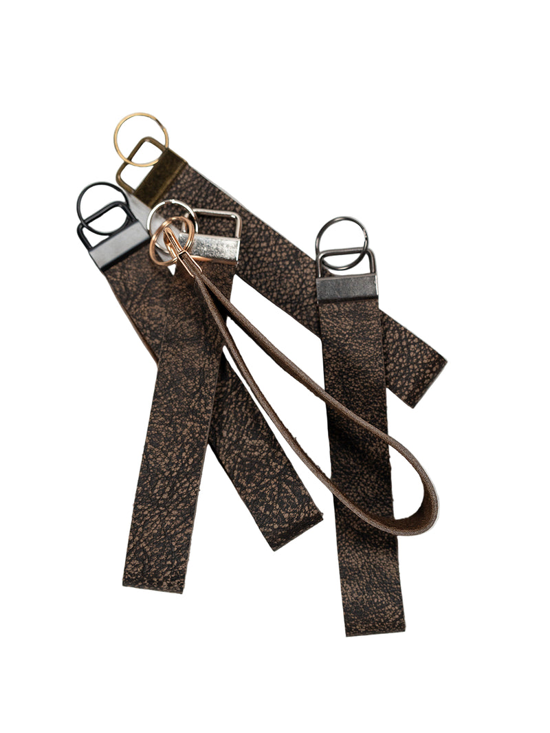 African Cape Buffalo Leather Keychain Strap 6"