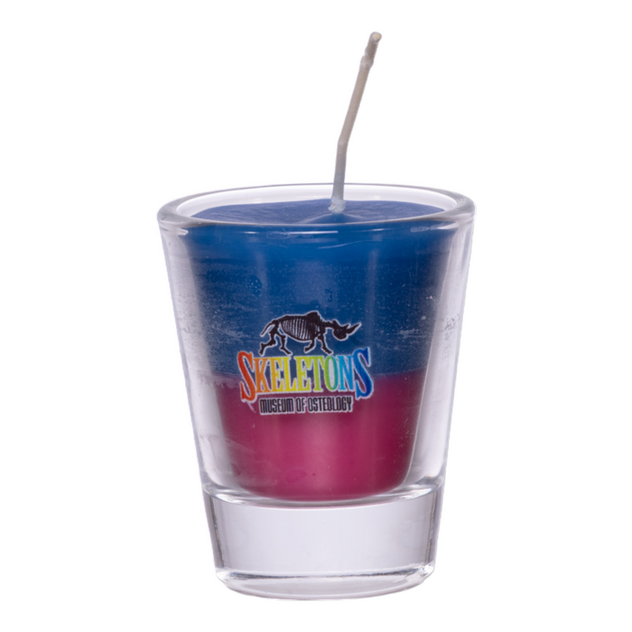 SKELETONS: Museum of Osteology Rainbow Short Shot Glass Candle