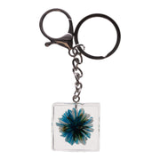 Real Daisy in Acrylic Cube Keychain - Blue