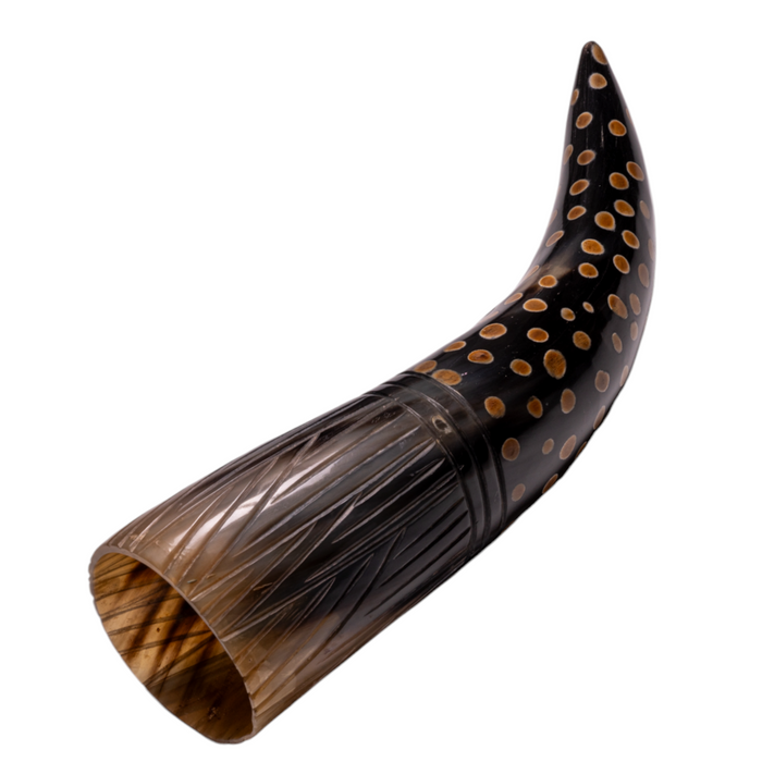 Real Water Buffalo Carved Horn - Lines and Dots