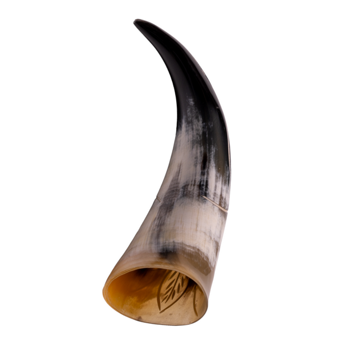 Real Water Buffalo Carved Horn - Floral