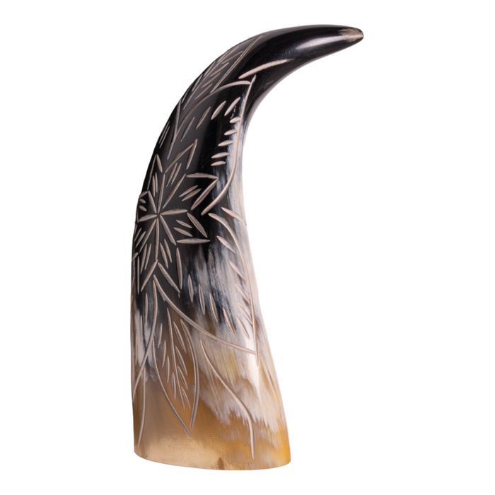 Real Water Buffalo Carved Horn - Floral