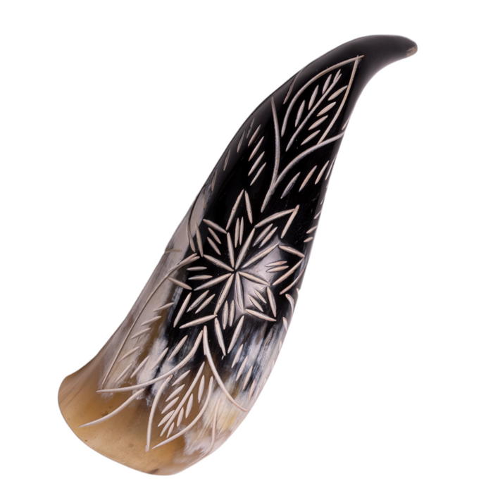 Real Water Buffalo Carved Horn - Floral
