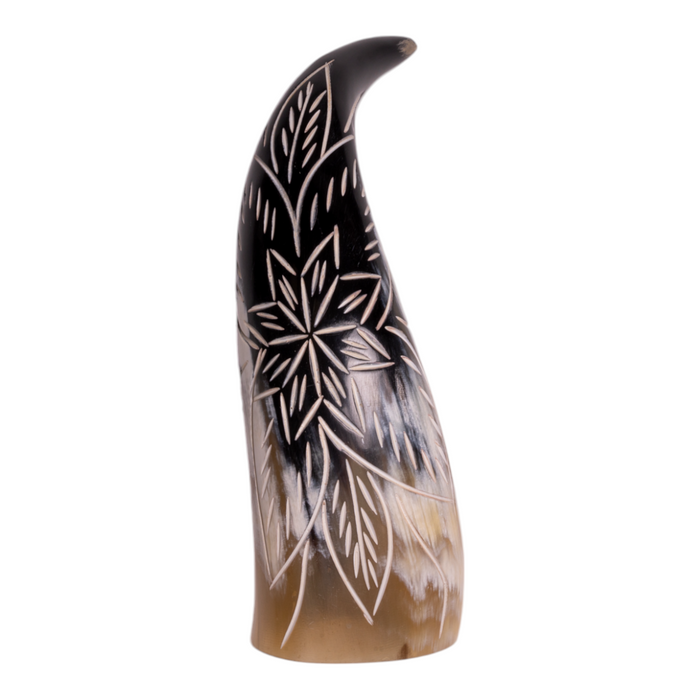 Real Water Buffalo Carved Horn - Floral