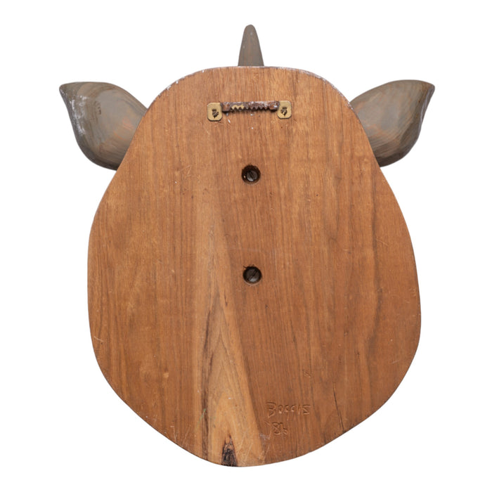 Wooden Carved Rhinoceros Plaque