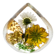 Real Butterfly and Flowers in Teardrop-shaped Acrylic Paperweight
