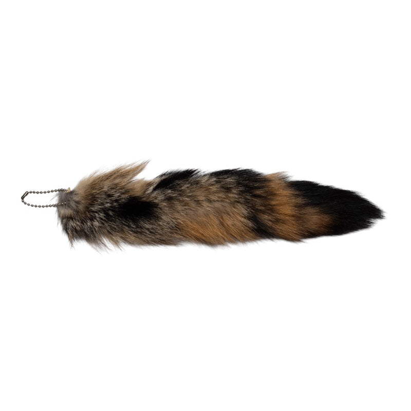 Real Gray Fox Tail on Ball and Chain Keychain