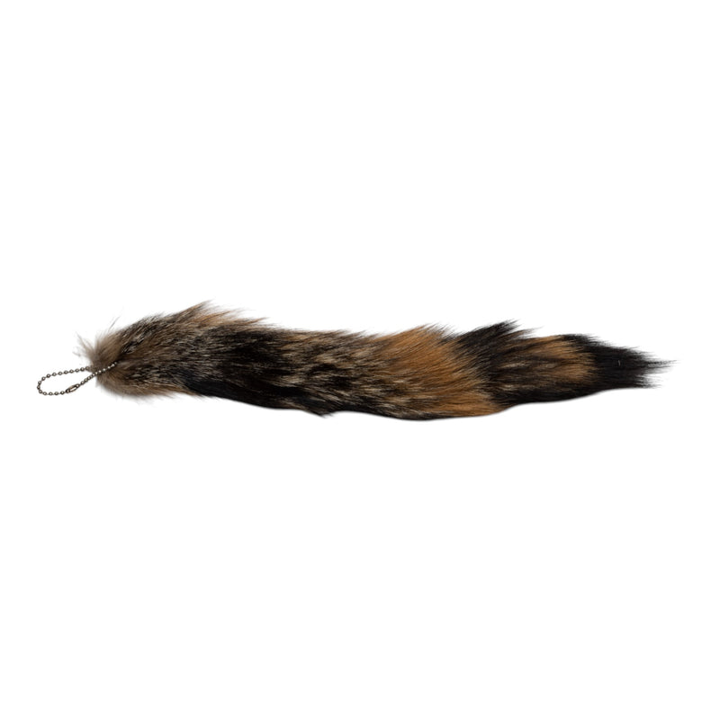 Real Gray Fox Tail on Ball and Chain Keychain