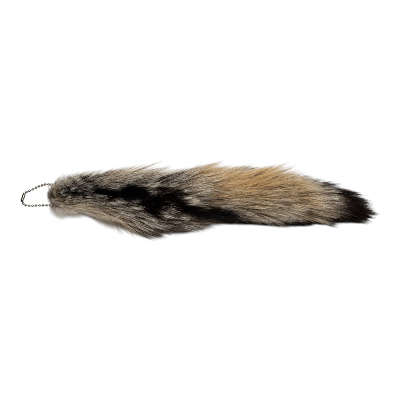 Real Gray Fox Tail on Ball and Chain Keychain
