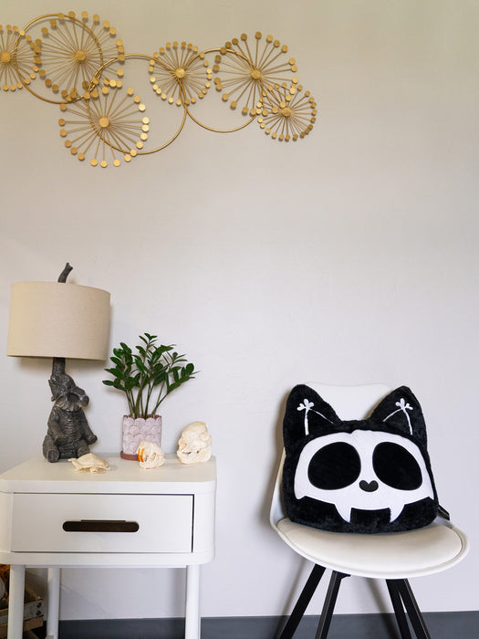 Skelekitty Throw Pillow