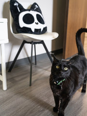 Skelekitty Throw Pillow