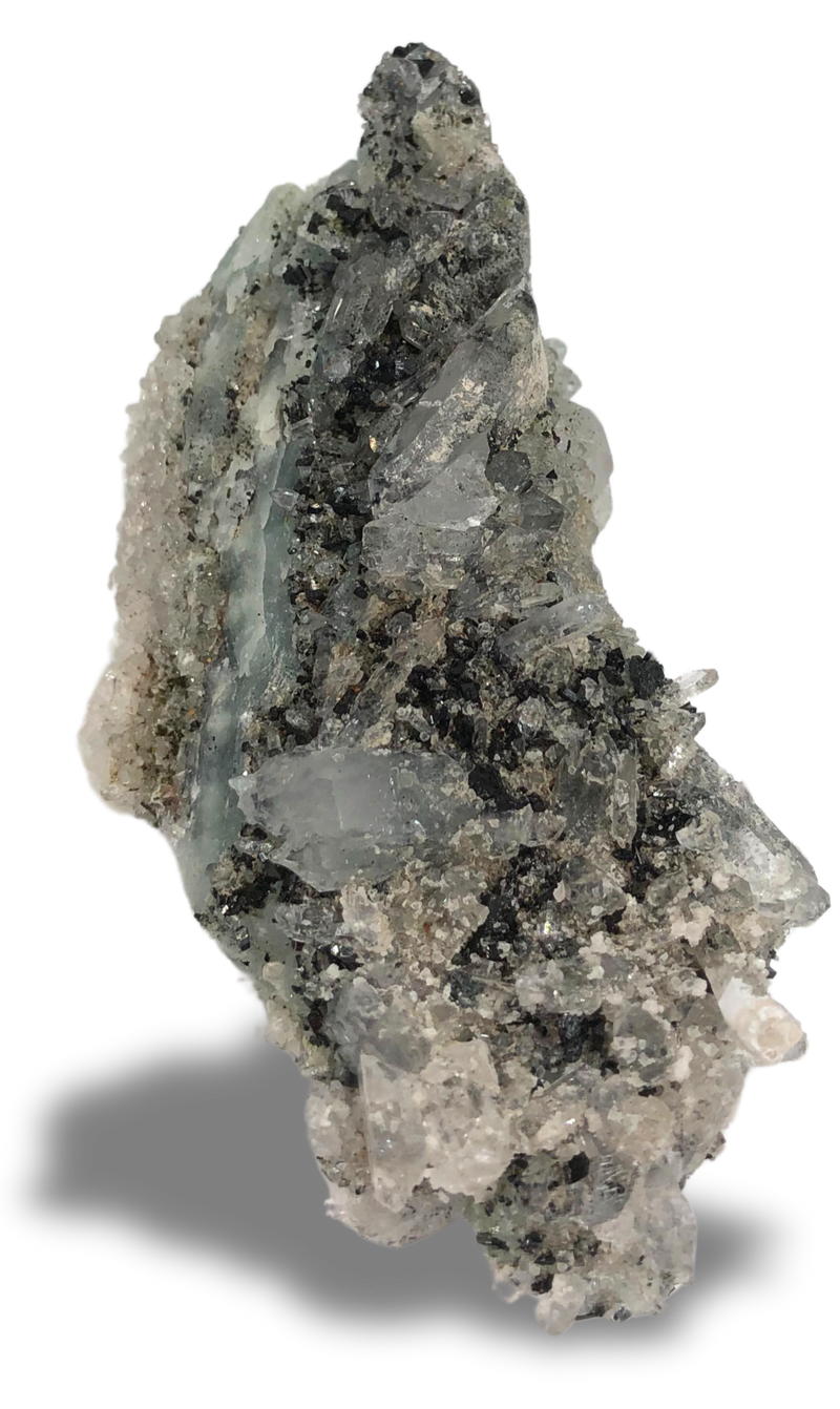Quartz, Prehnite, Babingtonite Mineral Specimen