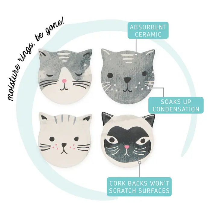 Cats Meow Soak Up Coasters - Set of 4