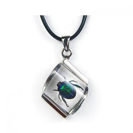 Real Emerald Chafer in Acrylic Necklace