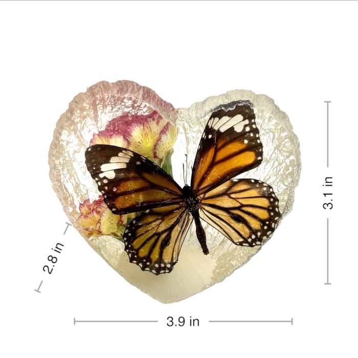 Real Butterfly in Acrylic Heart