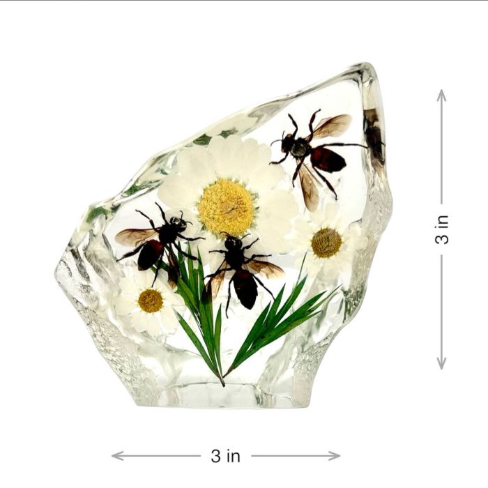 Real Honeybee with flowers Asymmetrical Paperweight