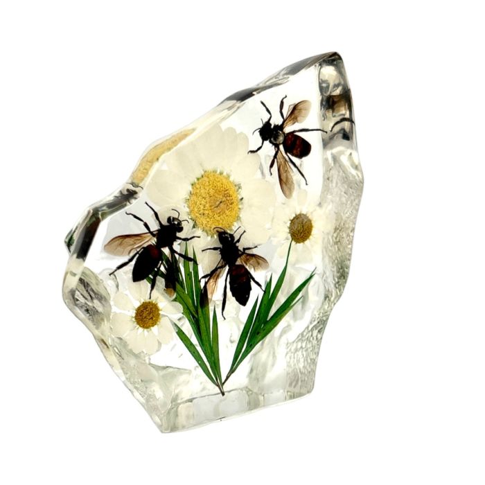Real Honeybee with flowers Asymmetrical Paperweight