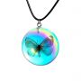 Real Butterfly in Iridescent Acrylic Necklace
