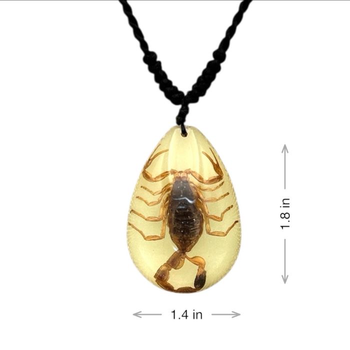 Real Golden Scorpion in Acrylic Necklace - Glow-In-The-Dark