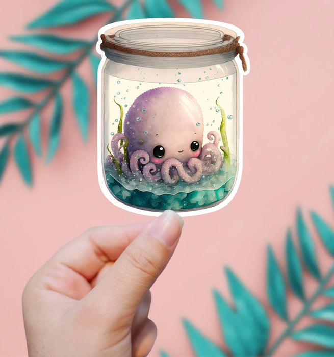 Cute Octopus In A Jar Sticker