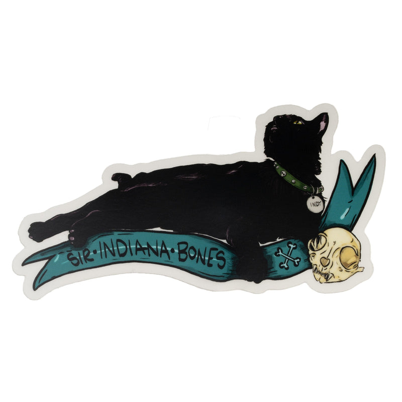 Sir Indiana Bones Cat Skull Sticker