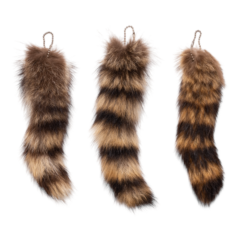 Real Raccoon Tail on Ball Chain - Single
